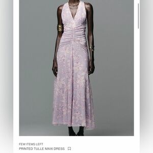 Zara Printed Tulle Maxi Dress in Lavender